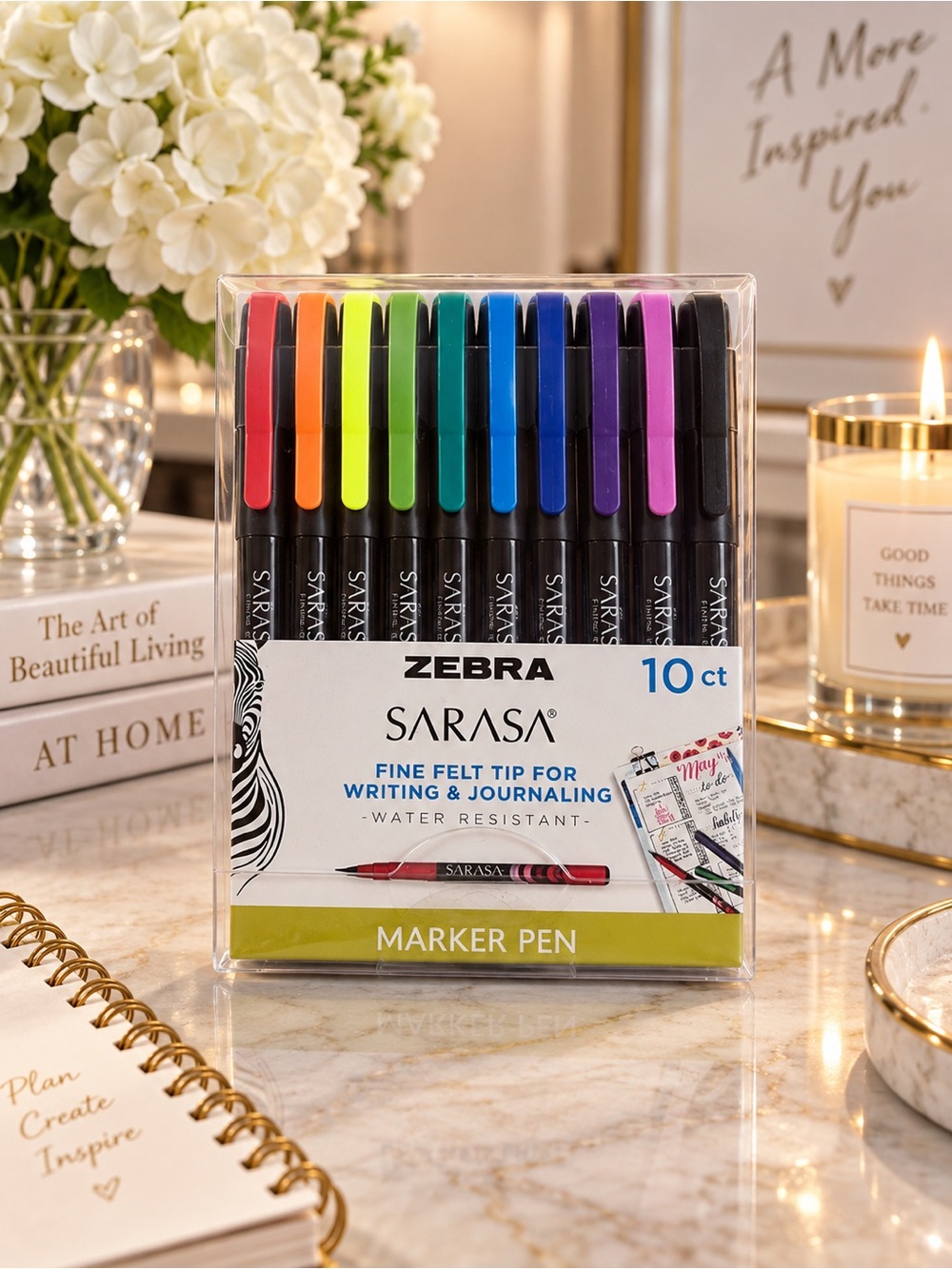 Zebra Sarasa Fineliner 0.8mm Assorted Marker Pens 10 Pack New